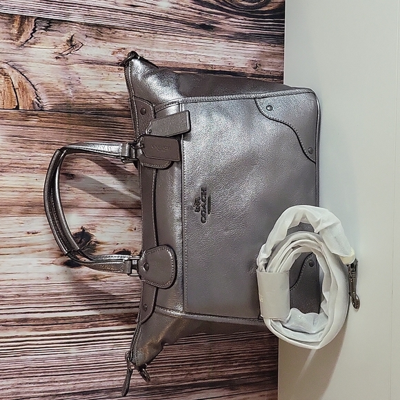 Coach Handbags - NWOT Coach Mickie Satchel In Grain Leather Silver Bag